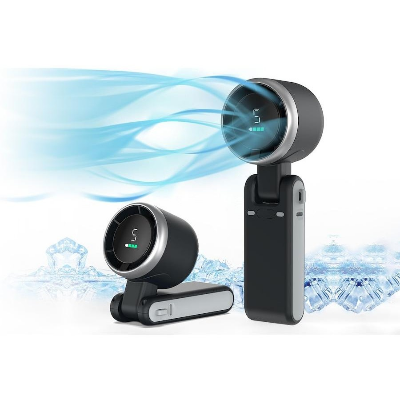 Picture of Portable Mini Turbo Fan with Smart Digital Display - 1800mAh Rechargeable Handheld & Foldable Neck Fan - High Speed Powerful Airflow Personal Cooling Fan Multicolor