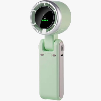 Picture of Portable Mini Turbo Fan with Smart Digital Display - 1800mAh Rechargeable Handheld & Foldable Neck Fan - High Speed Powerful Airflow Personal Cooling Fan Multicolor