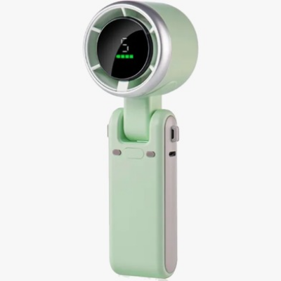 Picture of Portable Mini Turbo Fan with Smart Digital Display - 1800mAh Rechargeable Handheld & Foldable Neck Fan - High Speed Powerful Airflow Personal Cooling Fan Multicolor