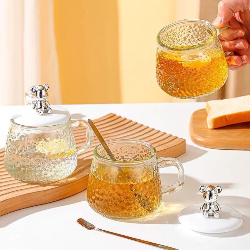 Picture of High Appearance Ins Coffee Cup/Glass/Mug/Water Mug with Hand Greeting Multi Purpose Glass Jar with Spoon