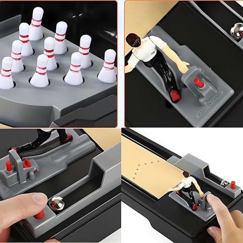 Picture of Desktop Mini Arcade Bowling Game Set / Mini Bowling Game Table with Posable Action Figure and Premium Wood-Grain Finish-153148