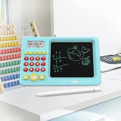 Picture of 2 in 1 Writing and Math Learning Machine LCD Writing Tablet Slate Toy for Kids Children Boys Girls E Writer LCD Smart Training Machine Oral Count Drawing Tablet Pen Calculator for Study Writing-153151