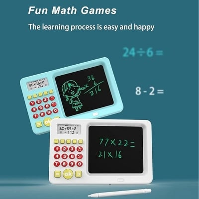 Picture of 2 in 1 Writing and Math Learning Machine LCD Writing Tablet Slate Toy for Kids Children Boys Girls E Writer LCD Smart Training Machine Oral Count Drawing Tablet Pen Calculator for Study Writing-153151