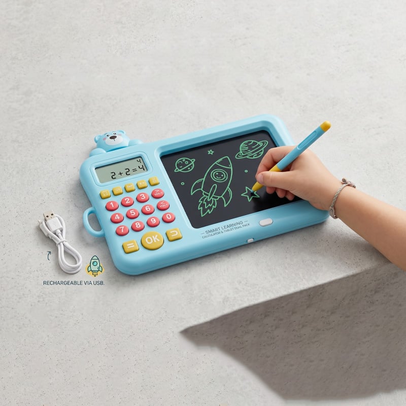 Picture of 2 in 1 Writing and Math Learning Machine LCD Writing Tablet Slate Toy for Kids Children Boys Girls E Writer LCD Smart Training Machine Oral Count Drawing Tablet Pen Calculator for Study Writing-153151