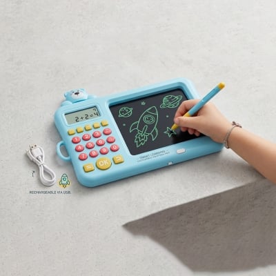 Picture of 2 in 1 Writing and Math Learning Machine LCD Writing Tablet Slate Toy for Kids Children Boys Girls E Writer LCD Smart Training Machine Oral Count Drawing Tablet Pen Calculator for Study Writing-153151