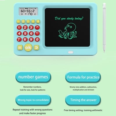 Picture of 2 in 1 Writing and Math Learning Machine LCD Writing Tablet Slate Toy for Kids Children Boys Girls E Writer LCD Smart Training Machine Oral Count Drawing Tablet Pen Calculator for Study Writing-153151