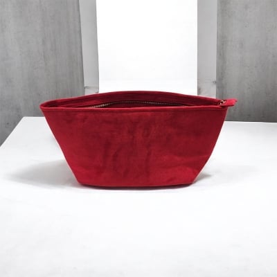 Picture of Ladies Party Bag / Red Velvet Cosmetic Pouch / Makeup Bag Big-15202