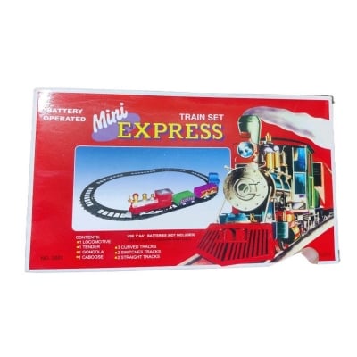 Picture of Mini Train 11-Piece Christmas Railway with Locomotive, 3 Carriages and 7 Rails, Total Size Approx. 78 x 28 cm - Multicolor