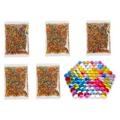 Picture of 10000 Pcs Water Balls Beads Refill Ammo7-8 mm,5 Pack,2000 Pcs Per Pack,Made of Non-Toxic Eco Friendly Water Ball Compatible with Splatter Gall Gun,Multicolor Colour - Multicolor
