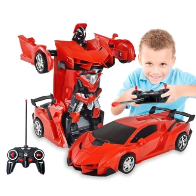 Picture of Remote Control with Steering Remote Robot Car 2in1 Convertible Robot Car Toy for Kids - Multicolor Toy for Kids - Red