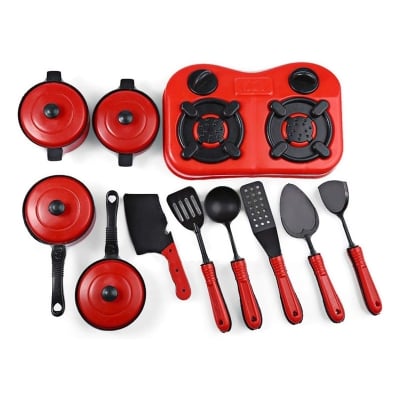 Picture of Child Cooking Toy Kids Children Play House Home Kitchen Utensils Simulation Set of 12 - Multicolor