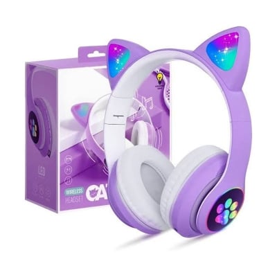 Picture of Wireless Cat Ear Headset – Light Up Kids & Adults - Purple