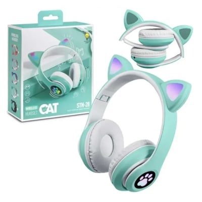 Picture of Bluetooth Cat Ear Headphones – Cute LED Wireless - Green