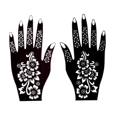 Picture of Self-Adhesive Mehndi Stickers – 5 Pack Temporary Body Art with Floral & Butterfly Patterns - Black