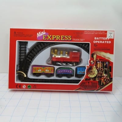 Picture of Mini Train 11-Piece Christmas Railway with Locomotive, 3 Carriages and 7 Rails, Total Size Approx. 78 x 28 cm - Multicolor