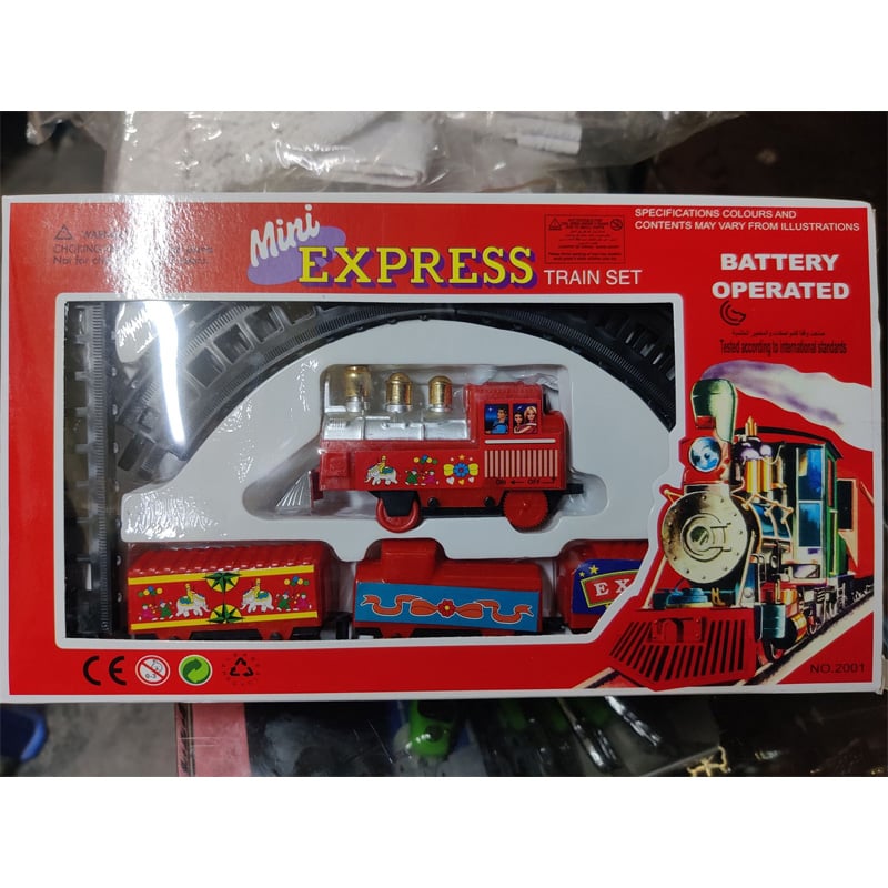 Picture of Mini Train 11-Piece Christmas Railway with Locomotive, 3 Carriages and 7 Rails, Total Size Approx. 78 x 28 cm - Multicolor