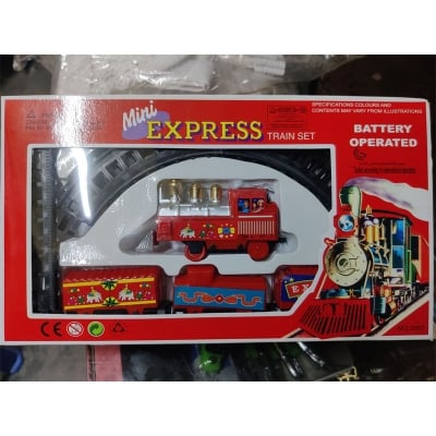Picture of Mini Train 11-Piece Christmas Railway with Locomotive, 3 Carriages and 7 Rails, Total Size Approx. 78 x 28 cm - Multicolor