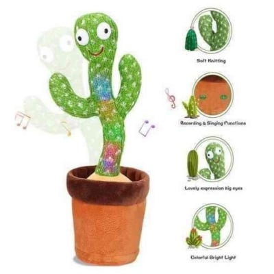 Picture of Talking Cactus Toy Dancing Cactus Toy for Babies Voice Repeat Toys for Kids Entertainment Toys Cactus Plush Toy with Lights Moving Cactus Mimicry - Green