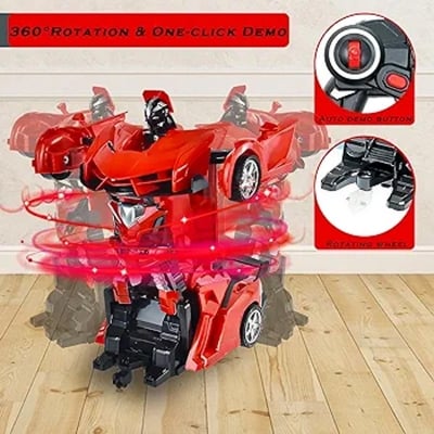 Picture of Robot Cars for Kids 4+ Year Old Deformation Car,2 in 1 Convertible Remote Control Car for Boys, Girls Robot Vehicle Toys Rc Racing Car,Rechargeable,Multi Color(Pack of 1,Style 5)… - Red
