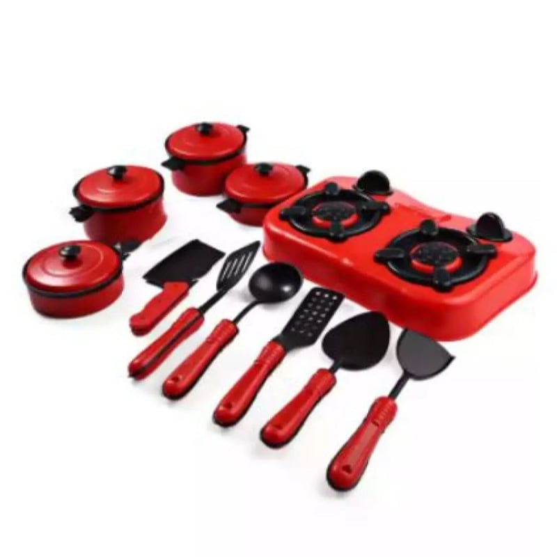 Picture of Child Cooking Toy Kids Children Play House Home Kitchen Utensils Simulation Set of 12 - Multicolor