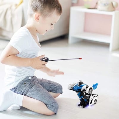 Picture of Electric RC Car Transformation Robots - Children Boys Girls Toys Outdoor Remote Control Sports Deformation Car Robots Model Toy - White