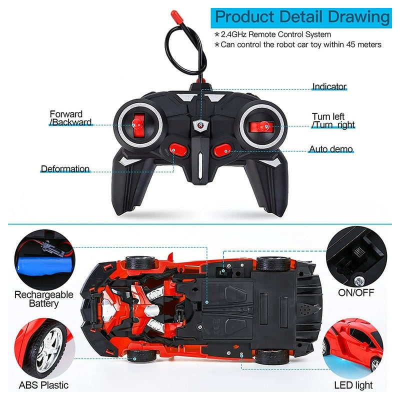Picture of Remote Control Deformation Lamborghini Robot Car - White