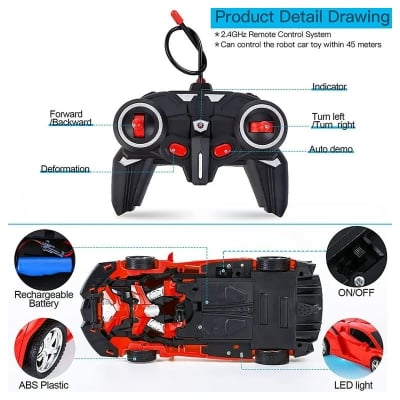 Picture of Remote Control Deformation Lamborghini Robot Car - White