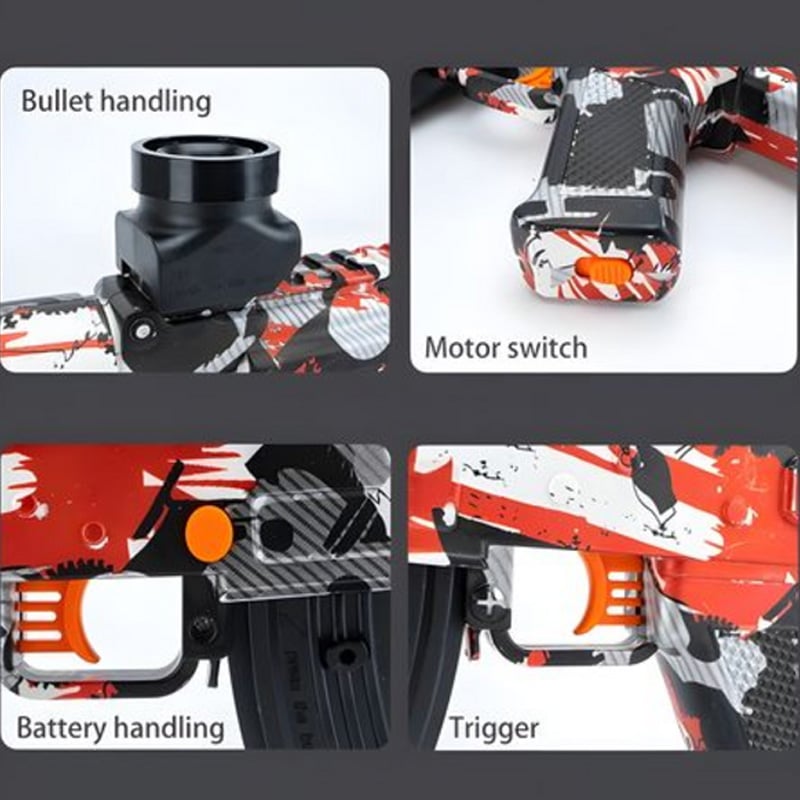 Picture of AK 47 Gel Blaster Gun for Outdoor Activities, Rechargeable Battery Powered Gel Gun - Red