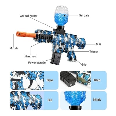 Picture of M416 Electric Gel Bead Blaster Toy Gun – Rechargeable, Outdoor Shooting Game Fun - Blue