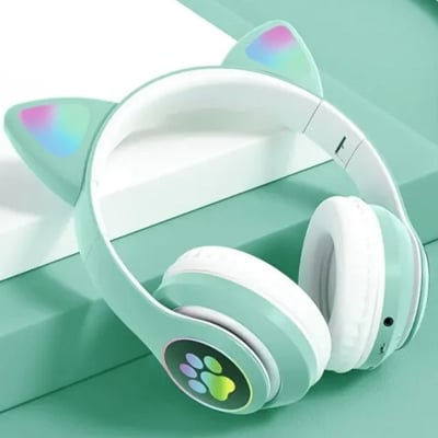 Picture of Bluetooth Cat Ear Headphones – Cute LED Wireless - Green