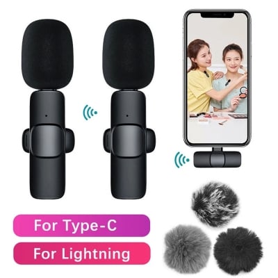 Picture of K9 Single Microphone Elite Type-C Wireless Lavalier – Hassle-Free Plug & Play with Built-in Auto Sync Technology for Vlogs, YouTube & Interviews - Black