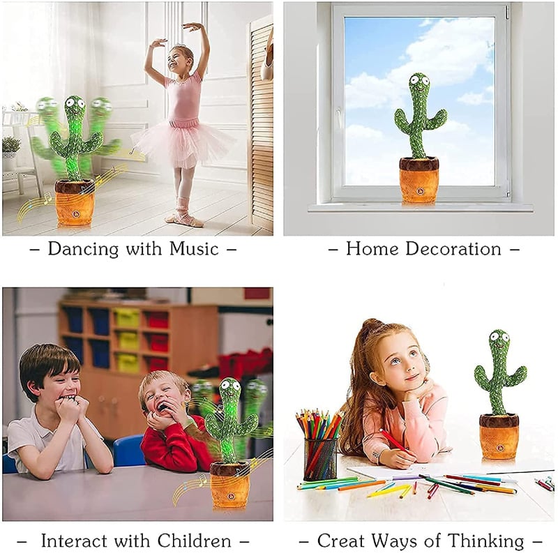 Picture of Dancing & Talking Cactus Plush Toy - Electronic Potted Toy with Songs, Early Education Stuffed Toy for Kids - Green