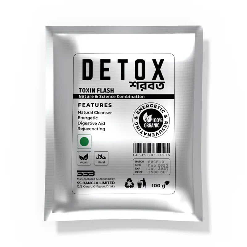 Picture of Detox – Toxin Flash 100g | 100% Organic Body Cleanser & Digestive Support Powder | Vegan & Halal-Friendly Natural Detox Supplement for Energy & Wellness