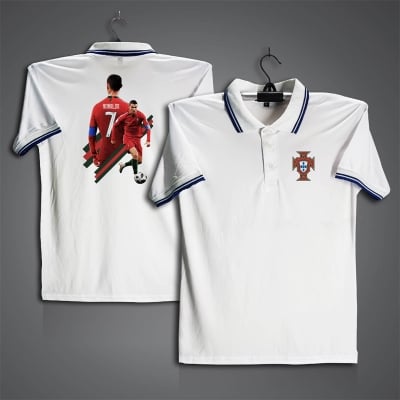 Picture of Portugal Short Sleeve Collar Polo Football Jersey For Men - Ronaldo 7 Half Sleeve Collar Polo t shirt - Portugal 7 Jersey