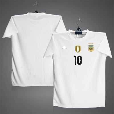 Picture of Argentina 10 Short Sleeve Football Jersey For Men - Half Sleeve Argentina t shirt - Argentina 10 Jersey White