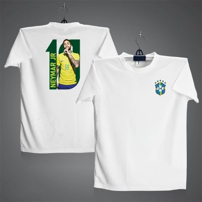 Picture of Attitude Neymar JR Short Sleeve Football Jersey For Men - Neymar JR Half Sleeve t shirt - Brazil Jersey White