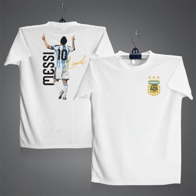 Picture of Messi Short Sleeve Football Jersey For Men - Messi Half Sleeve t shirt - Argentina Jersey White