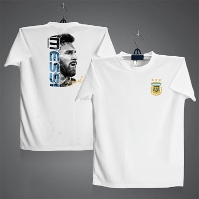 Picture of Messi Short Sleeve Football Jersey For Men - Half Sleeve Messi t shirt - Argentina Jersey White
