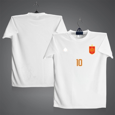 Picture of Spain Short Sleeve Football Jersey For Men - Half Sleeve t shirt - Spain Jersey White