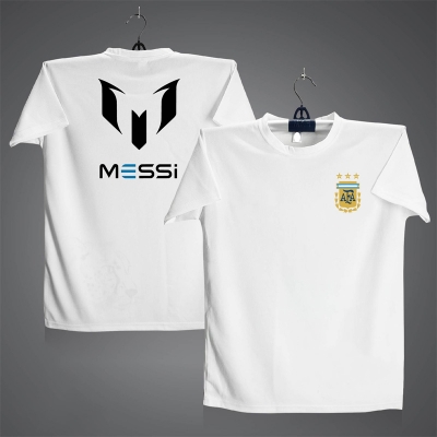 Picture of Messi Logo Short Sleeve Football Jersey For Men - Half Sleeve Messi t shirt - Argentina Jersey White