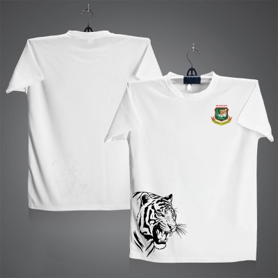 Picture of Bangladesh Short Sleeve Cricket Jersey For Men - Half Sleeve Tiger t shirt - Bangladesh Fan Jersey White