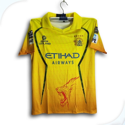 Picture of Chennai Super King Premium IPL Cricket Jersey For Men - CSK Half Sleeve Collar Polo IPL Jersey - Chennai Jersey 2026 Yellow