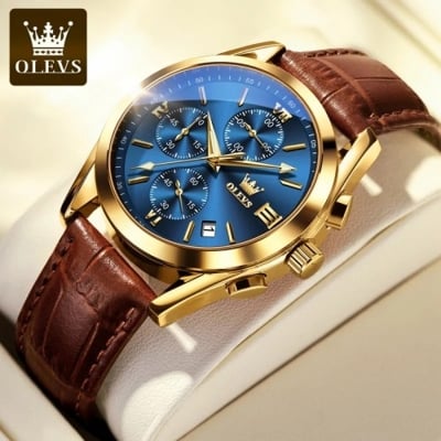 Picture of OLEVS 2872 Watch For Men Waterproof Business Dress Analog Quartz Calendar Wristwatch Luxury Brand Date Sport Leather Luminous Clock (318148541)