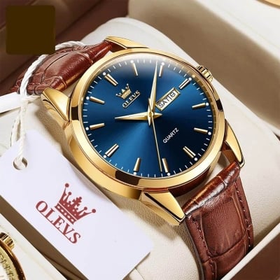 Picture of Olevs 6898 Top Brand Quartz Men Leather Strap Fashion Watch Date Watch Watch For Men