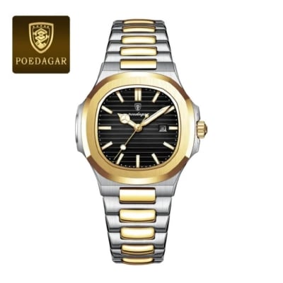 Picture of POEDAGAR 789 Luxury Square Watch for men Waterproof Luminous Date Stainless Steel Quartz men’s