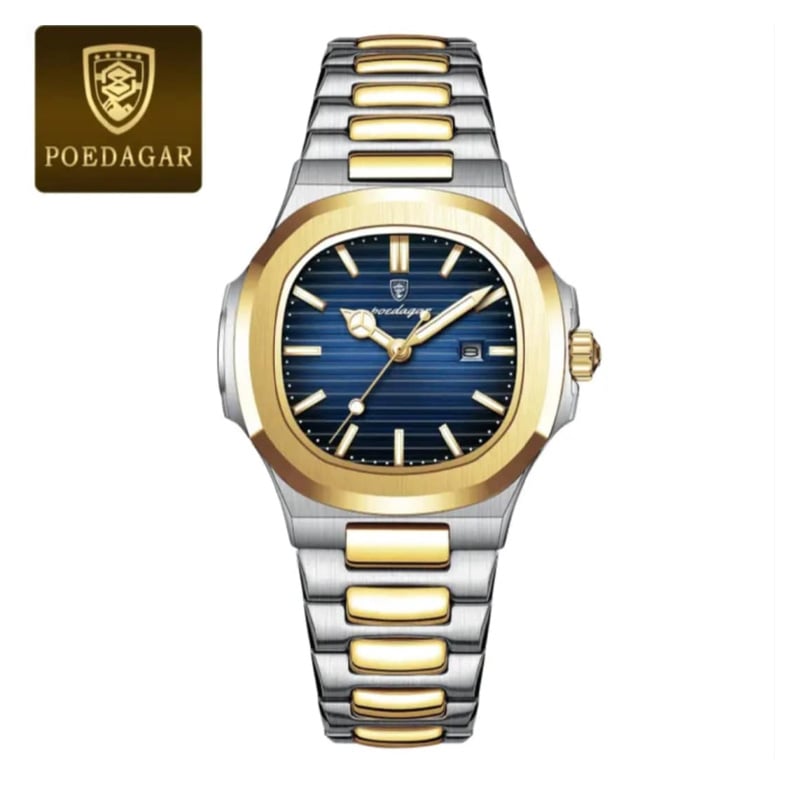 Picture of POEDAGAR 789 Luxury Square Watch for men Waterproof Luminous Date Stainless Steel Quartz men’s