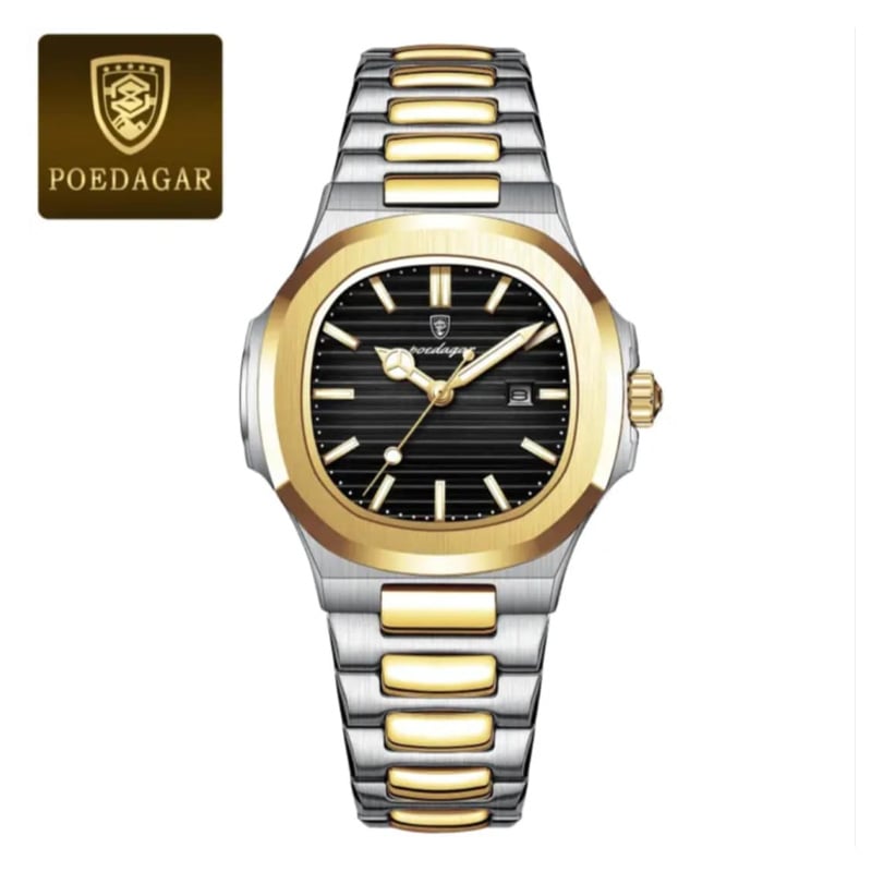 Picture of POEDAGAR 789 Luxury Square Watch for men Waterproof Luminous Date Stainless Steel Quartz men’s