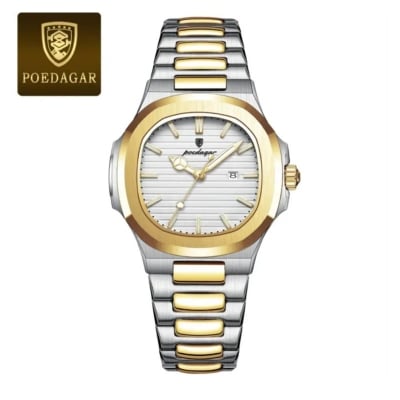 Picture of POEDAGAR 789 Luxury Square Watch for men Waterproof Luminous Date Stainless Steel Quartz men’s