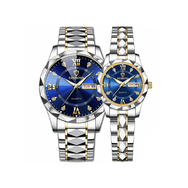 Picture of BINBOND New 2521 Model Relogio Masculino Stainless Steel Luminous Calendar Quartz  Couple Watch