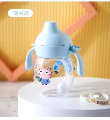 Picture of 340ml Baby Nipple Straw Cup with Gravity Ball | Anti-Spill Training Water Bottle with Handle & Measurement Scale | BPA-Free Portable Baby Feeding Cup for Toddlers